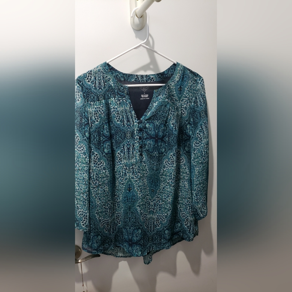 Blue Patterned Women's Top